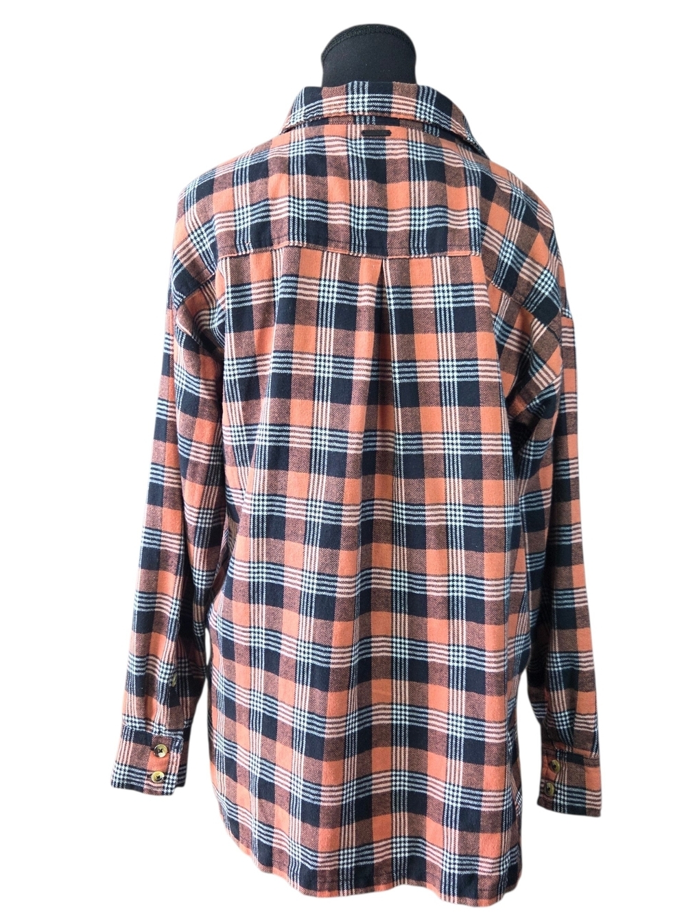 Hurley Orange and Black Plaid Button-Down Shirt Oversized  Size XS - Picture 3 of 8